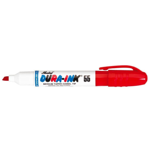 Marcador de tinta, Dura ink 55, Rojo, Paquete 12- 48 pzs, Punta de cincel, 96528