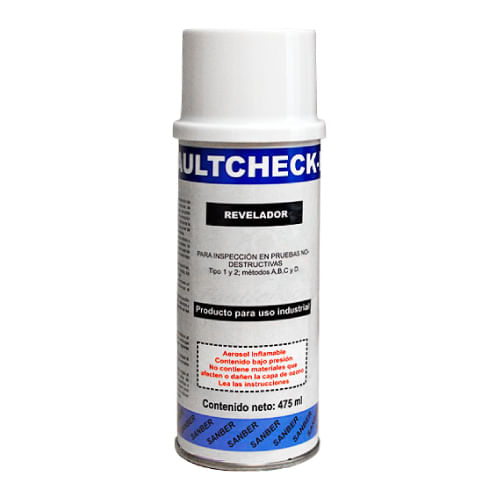 lIQUIDO PENETRANTE ROJO PARA PRUEBAS NO DESTRUCTIVAS, FAULCHECK RS, REVELADOR, AEROSOL, 16 OZ., FAULCHECK RS