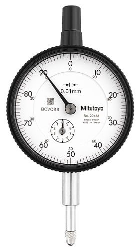 Indicador de carátula, lengüeta trasera tipo ISO 10 mm, 0.01 mm