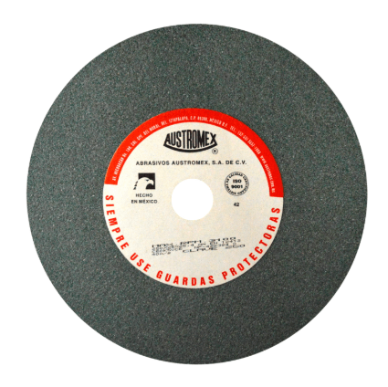 Rueda vitrificada verde,Espesor 1",Diámetro 10",Grano 60Barreno 1", dureza k